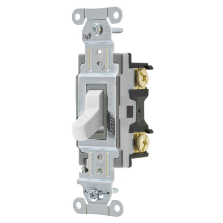 HUBBELL WIRING DEVICE-KELLEMS Switches and Lighting Controls, Toggle Switch, Commercial Grade, Double Pole, 15A 120/277V AC, Back and Side Wired, White CSB215W